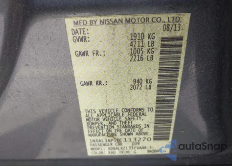 2014 Nissan Altima 2.5 S z USA, uszkodzony, nr VIN 1N4AL3AP5EC113270